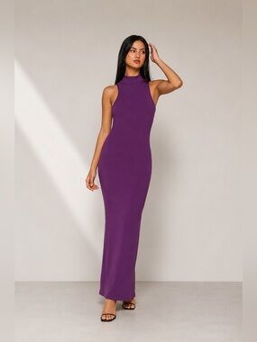 💜 NWT Forever 21+ Plum Mock Neck Sleeveless Bodycon Dress 1X
